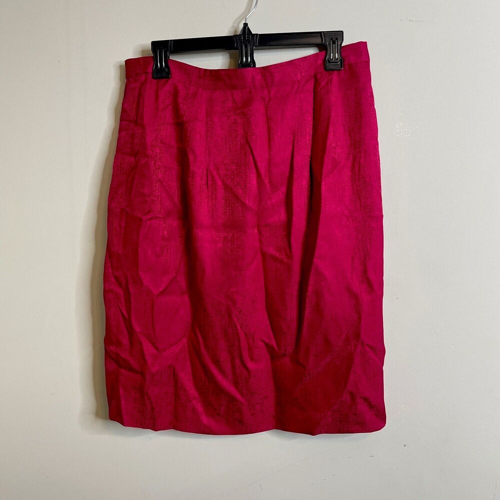 Unbranded Fushia Pink Womens Skirt 100 % Silk Lined Zip Elastic Waist Size 14P